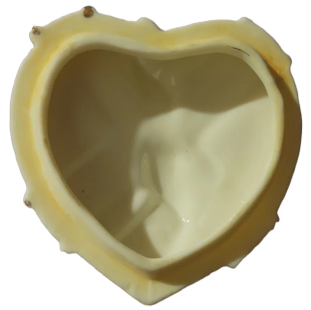 Vtg Heart Bow Trinket Box Gold Accents